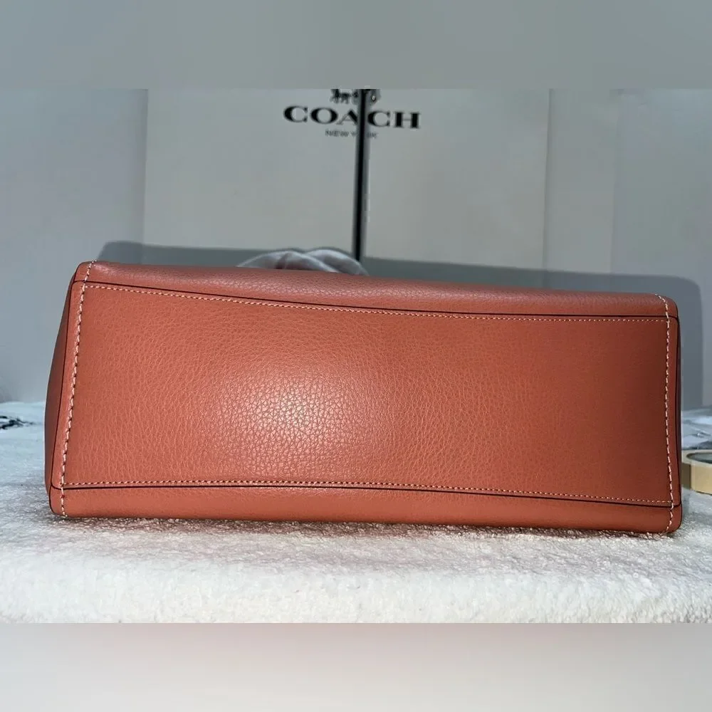 🔥🎁NWT! Coach DERBY Tote Handbag Pebble Leather Coral Msrp:$350.00